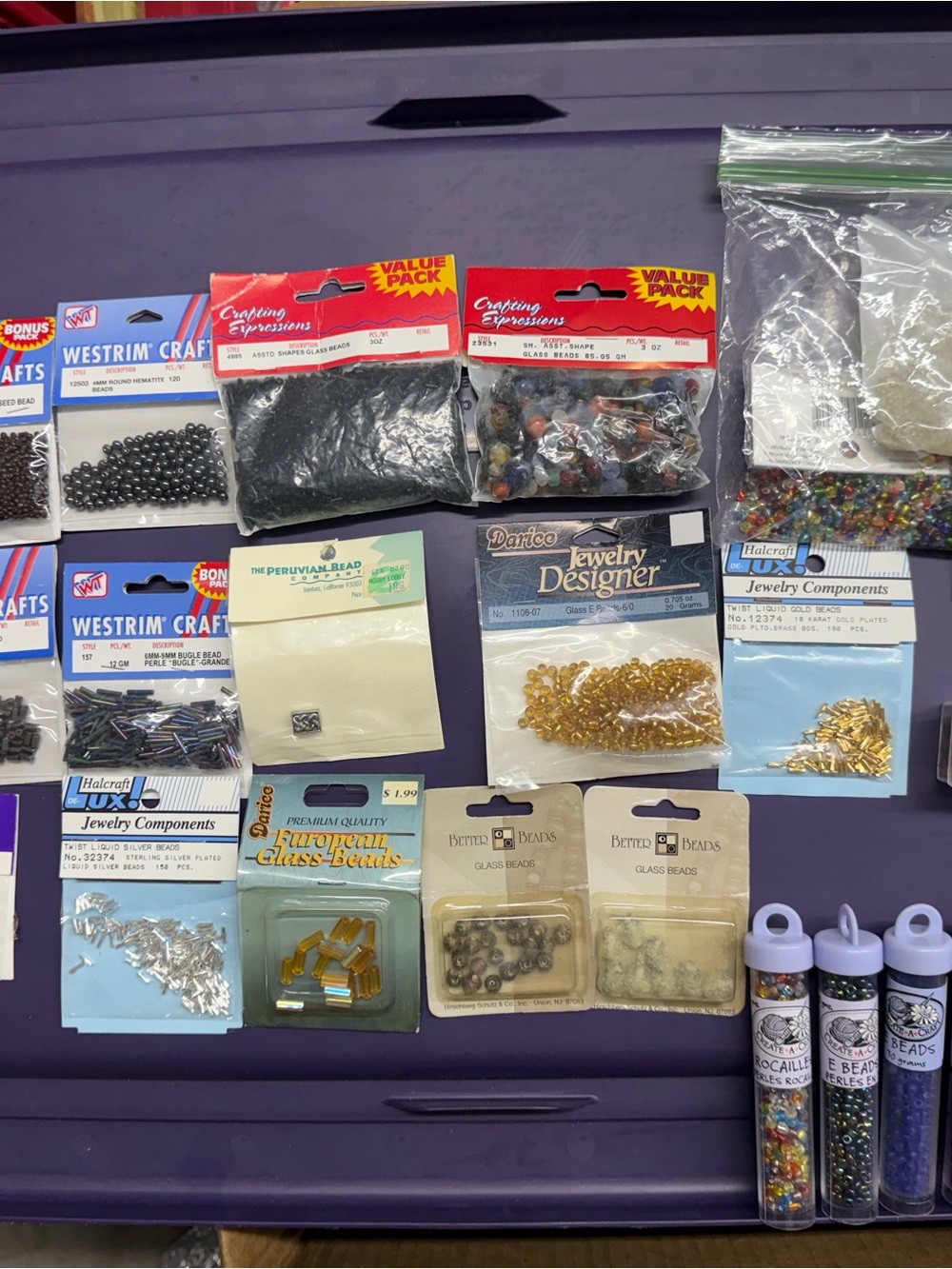 Mixed Craft & Jewelry Bead Lot - Gold, Black, Multicolor